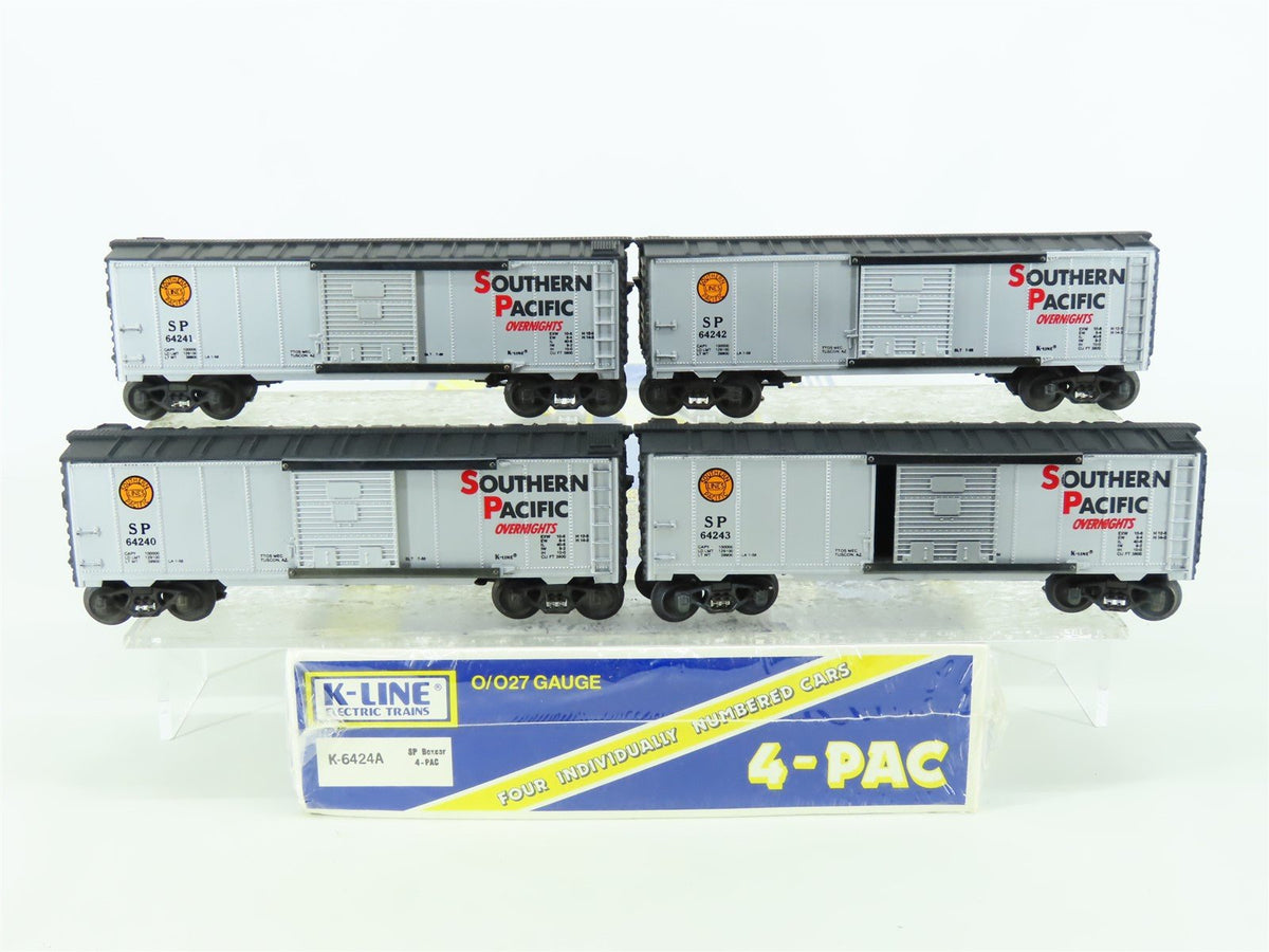 O27 Gauge 3-Rail K-Line K-6424A SP Southern Pacific &quot;Overnights&quot; Box Cars 4-Pack