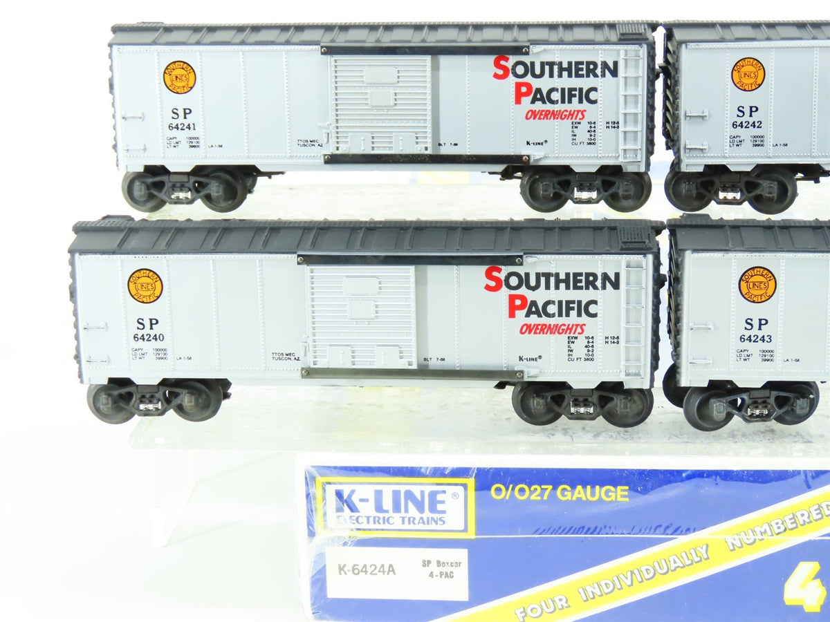 O27 Gauge 3-Rail K-Line K-6424A SP Southern Pacific &quot;Overnights&quot; Box Cars 4-Pack