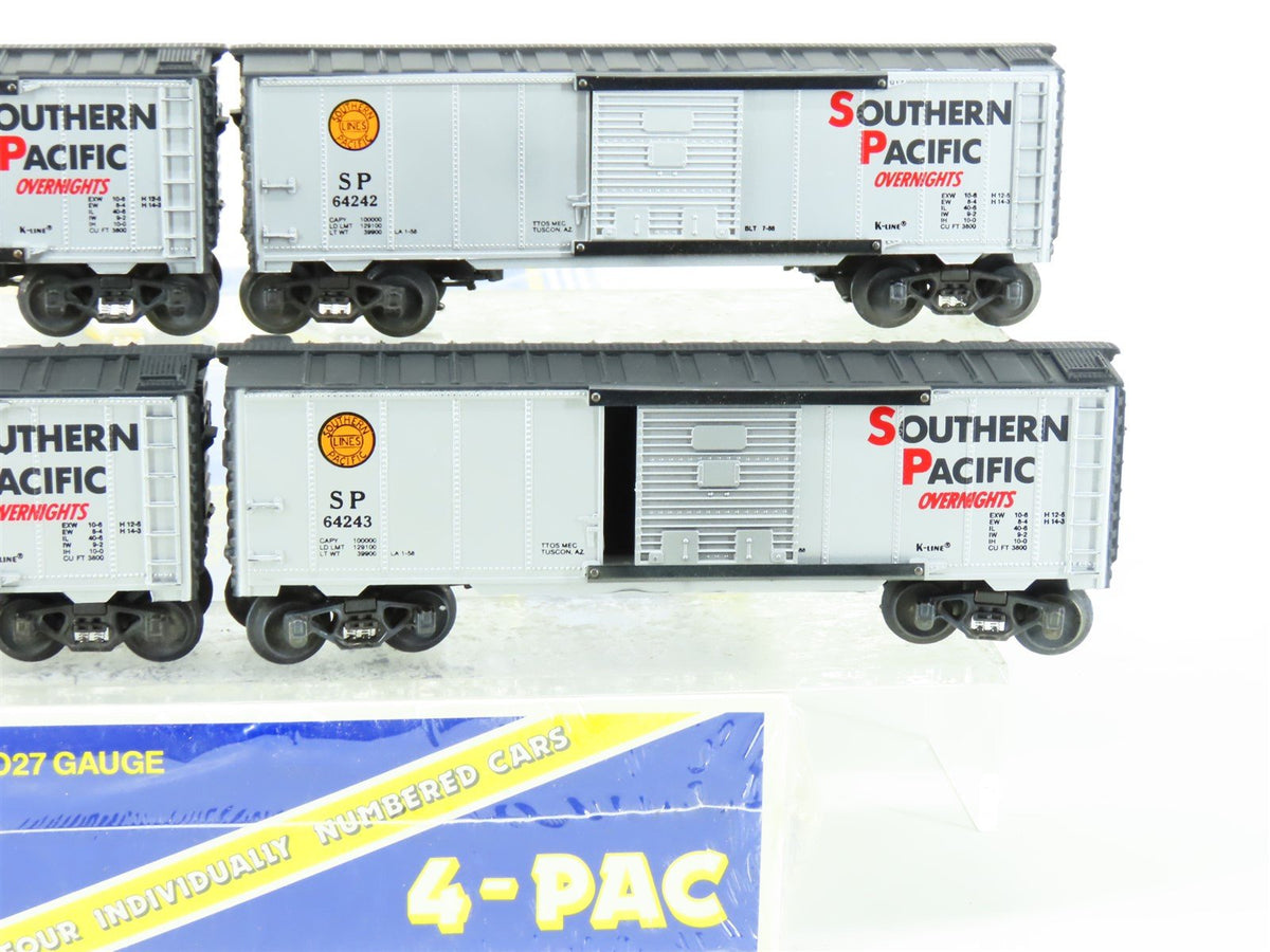 O27 Gauge 3-Rail K-Line K-6424A SP Southern Pacific &quot;Overnights&quot; Box Cars 4-Pack