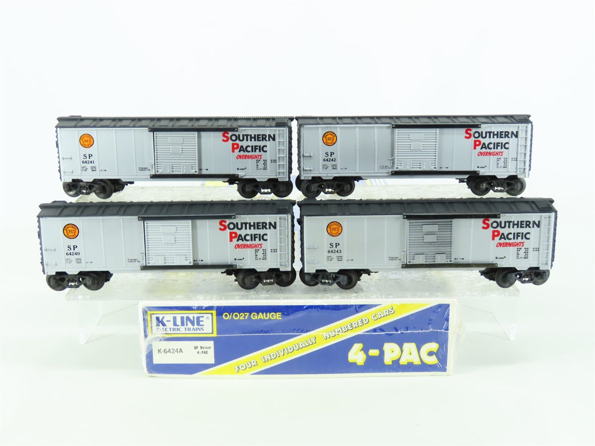 O27 Gauge 3-Rail K-Line K-6424A SP Southern Pacific &quot;Overnights&quot; Box Cars 4-Pack