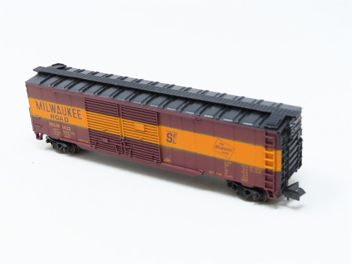 N Scale Con-Cor 0001-041206-5 MILW Milwaukee Road 50&#39; Double Door Box Car #1422