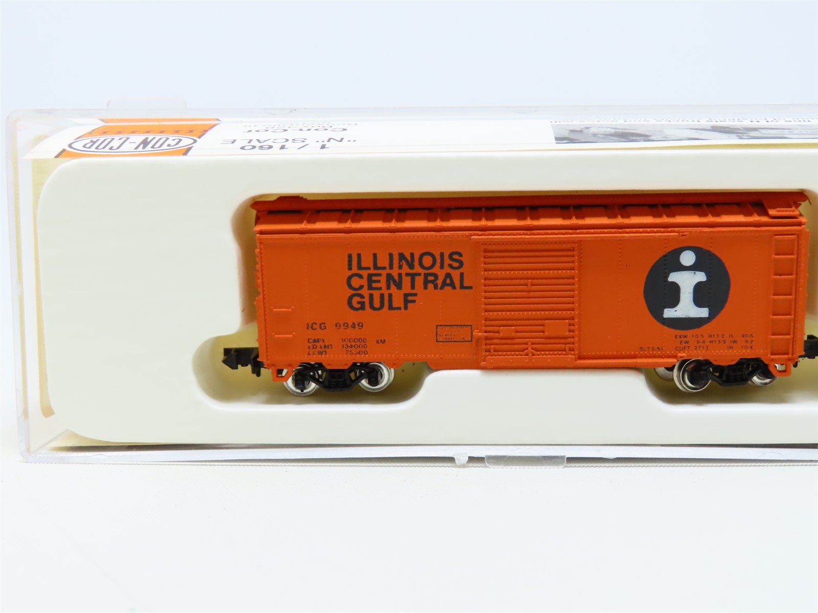 N Scale Con-Cor 0001-01004R ICG Illinois Central Gulf 40' Steel Boxcar #9949