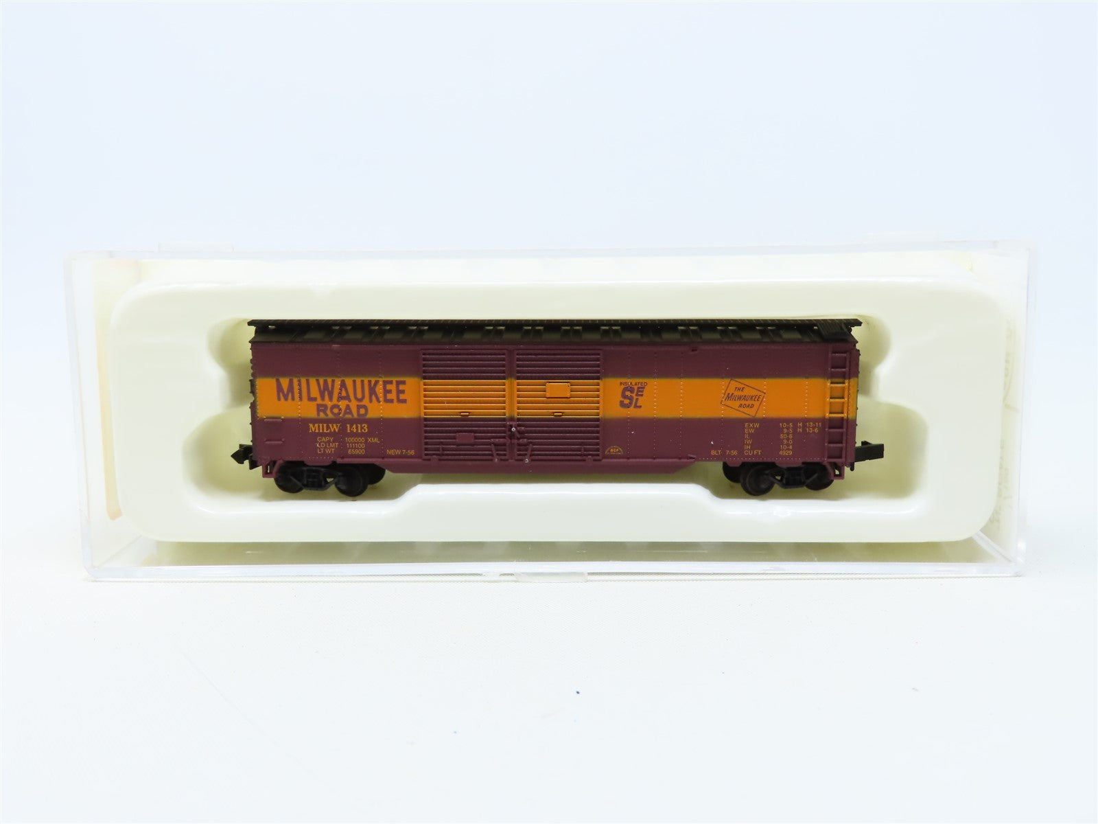 N Scale Con-Cor 0001-041206 MILW Milwaukee Road 50' Double Door Box Car #1413