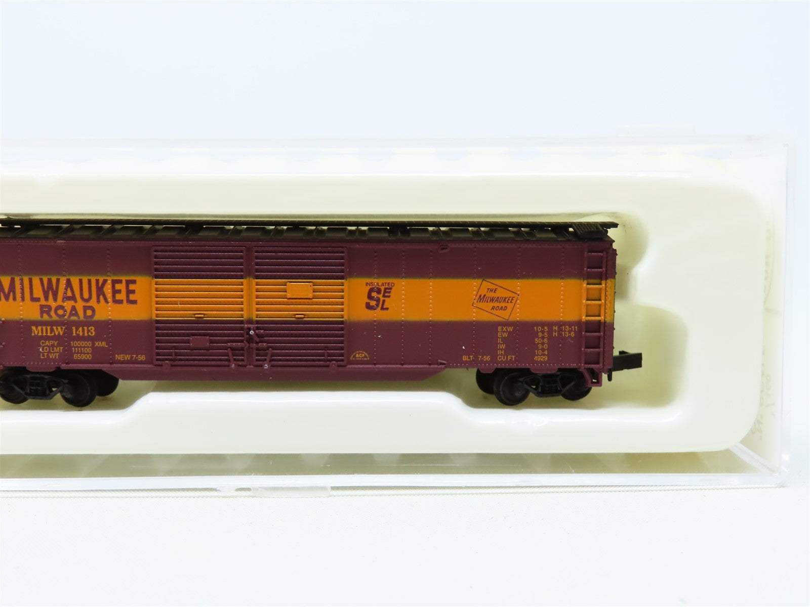N Scale Con-Cor 0001-041206 MILW Milwaukee Road 50' Double Door Box Car #1413