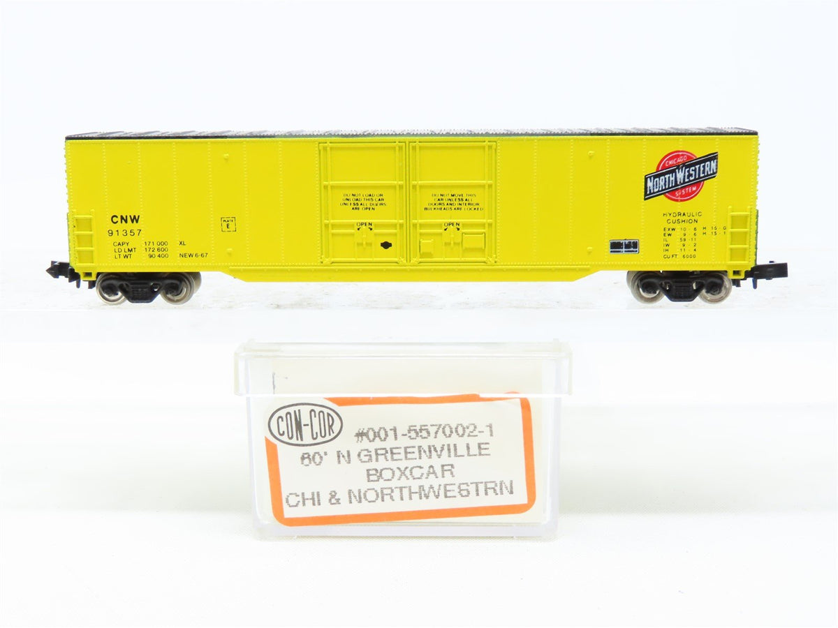 N Scale Con-Cor 001-557002-1 CNW Chicago North Western 60&#39; Boxcar #91357