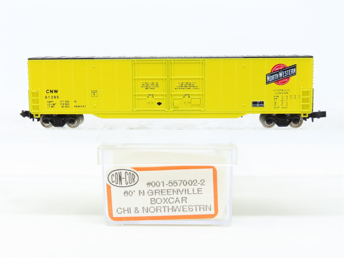 N Scale Con-Cor 001-557002-2 CNW Chicago North Western 60&#39; Boxcar #91385