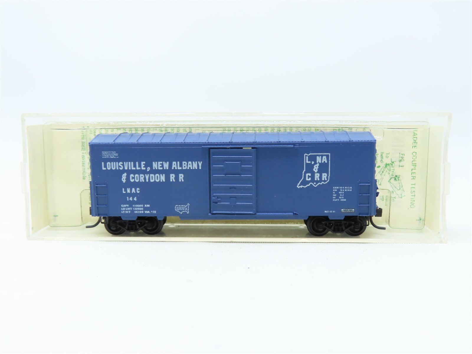 N Kadee Micro-Trains MTL #24314 LNAC (Blue Car) 40' Box Car #144 - Blue Label