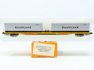 N Con-Cor #0001-01207D UP Union Pacific 90' Flat Car w/ Sea Land Containers