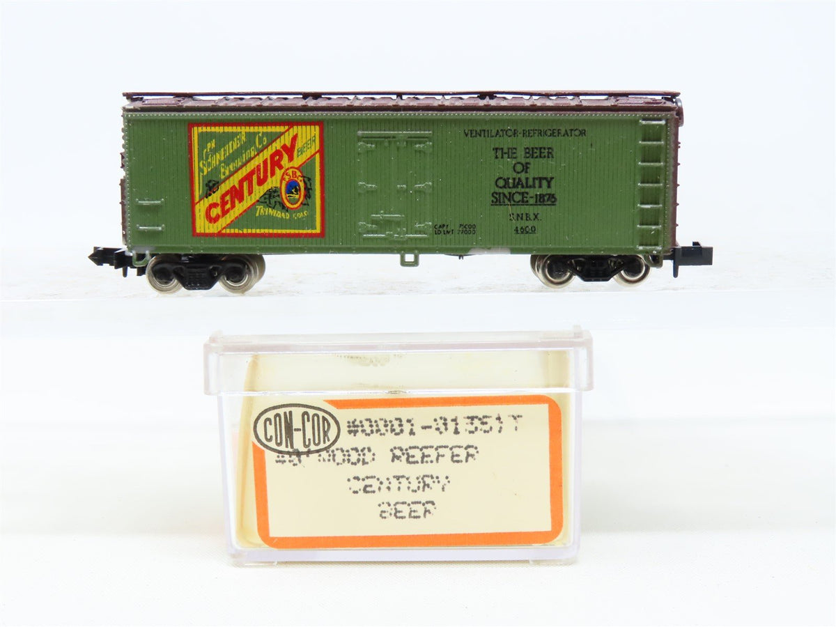 N Scale Con-Cor 0001-135103 SNBX Century Beer 40&#39; Wood Side Reefer Car #4600