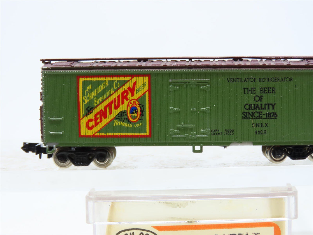 N Scale Con-Cor 0001-135103 SNBX Century Beer 40&#39; Wood Side Reefer Car #4600