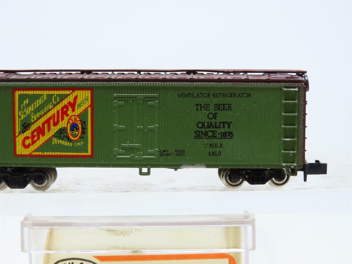 N Scale Con-Cor 0001-135103 SNBX Century Beer 40&#39; Wood Side Reefer Car #4600