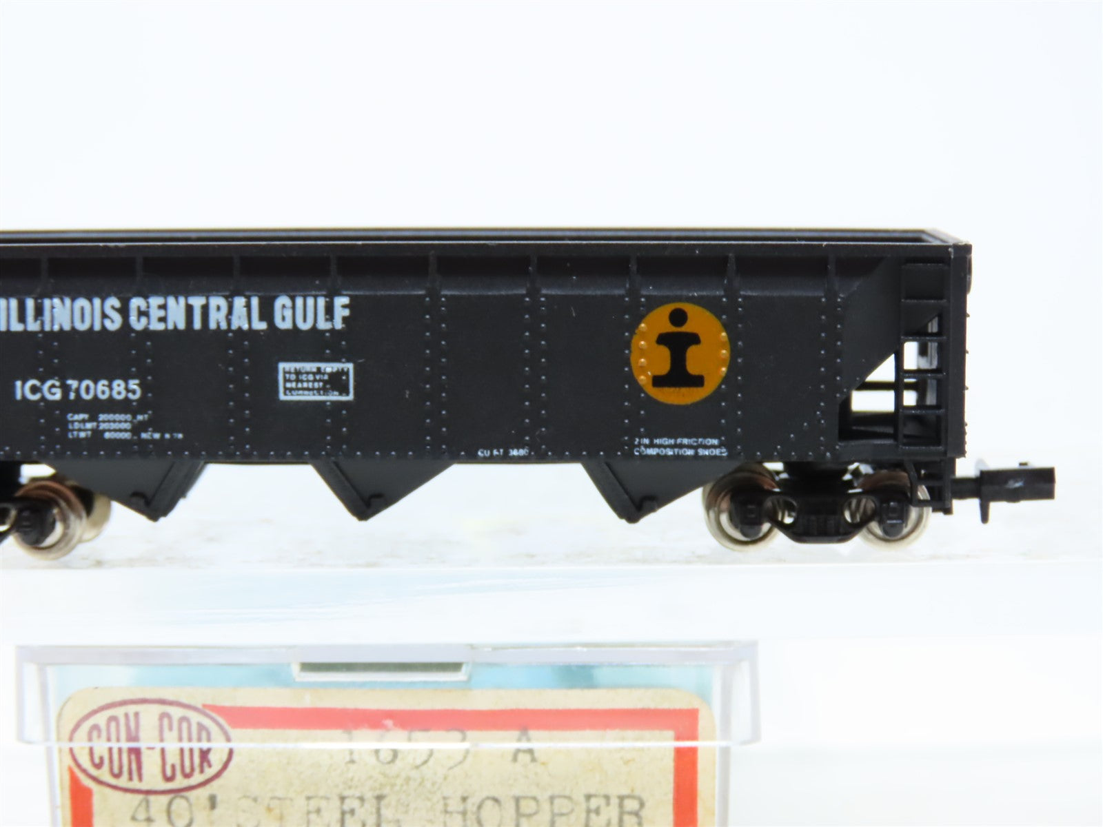 N Scale Con-Cor 1653-A ICG Illinois Central Gulf 40' Steel Hopper #70685