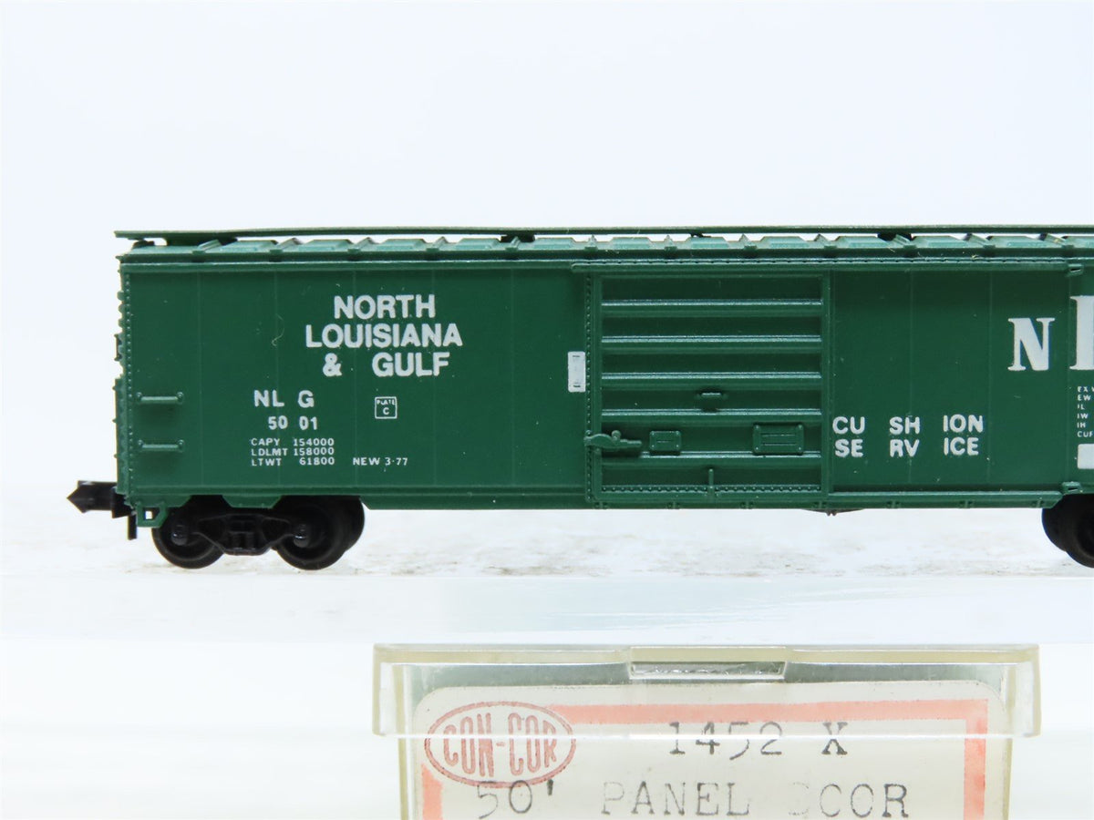 N Scale Con-Cor 1452-X NLG North Louisiana &amp; Gulf 50&#39; Panel Box Car #5001