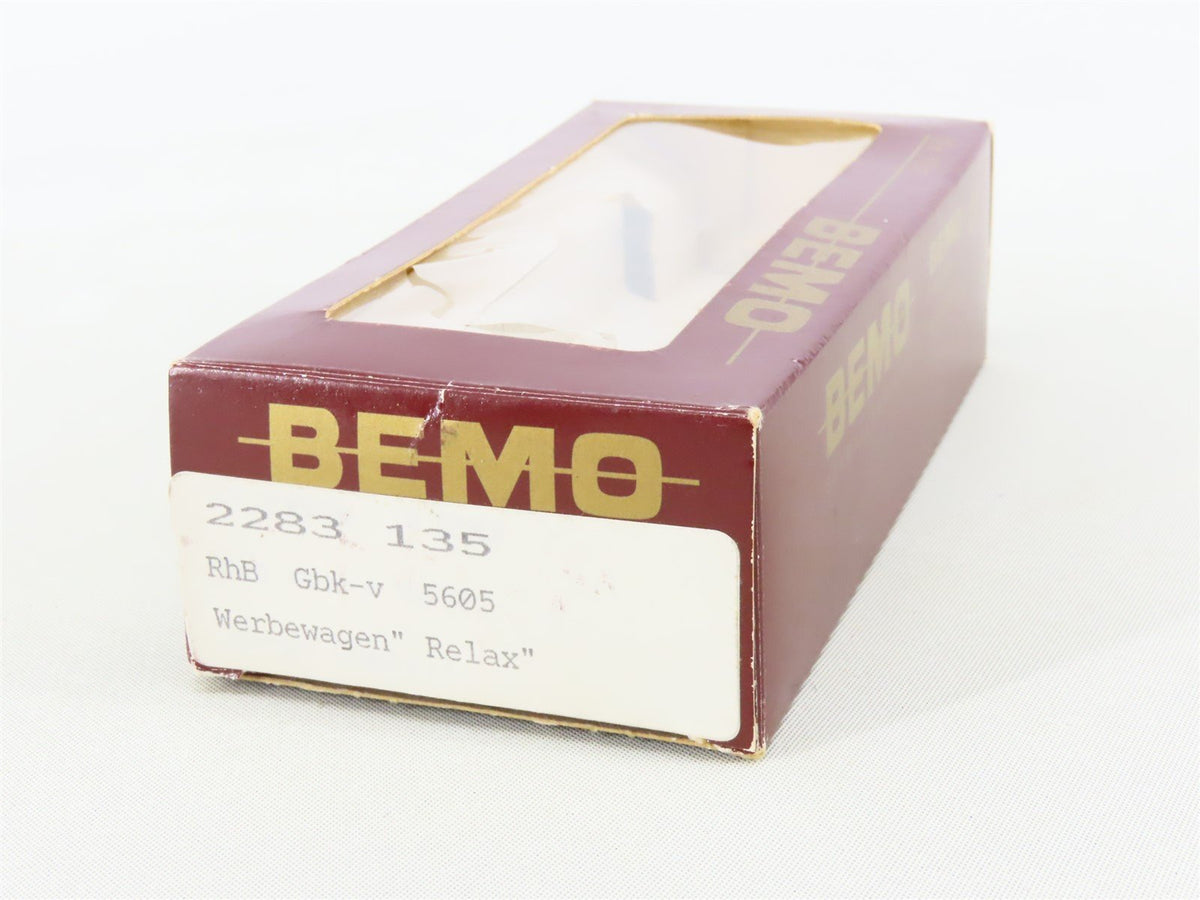 HOm Scale Bemo 2283-135 RhB Rhaetian Railway &quot;Relax&quot; Advertising Box Car #5605