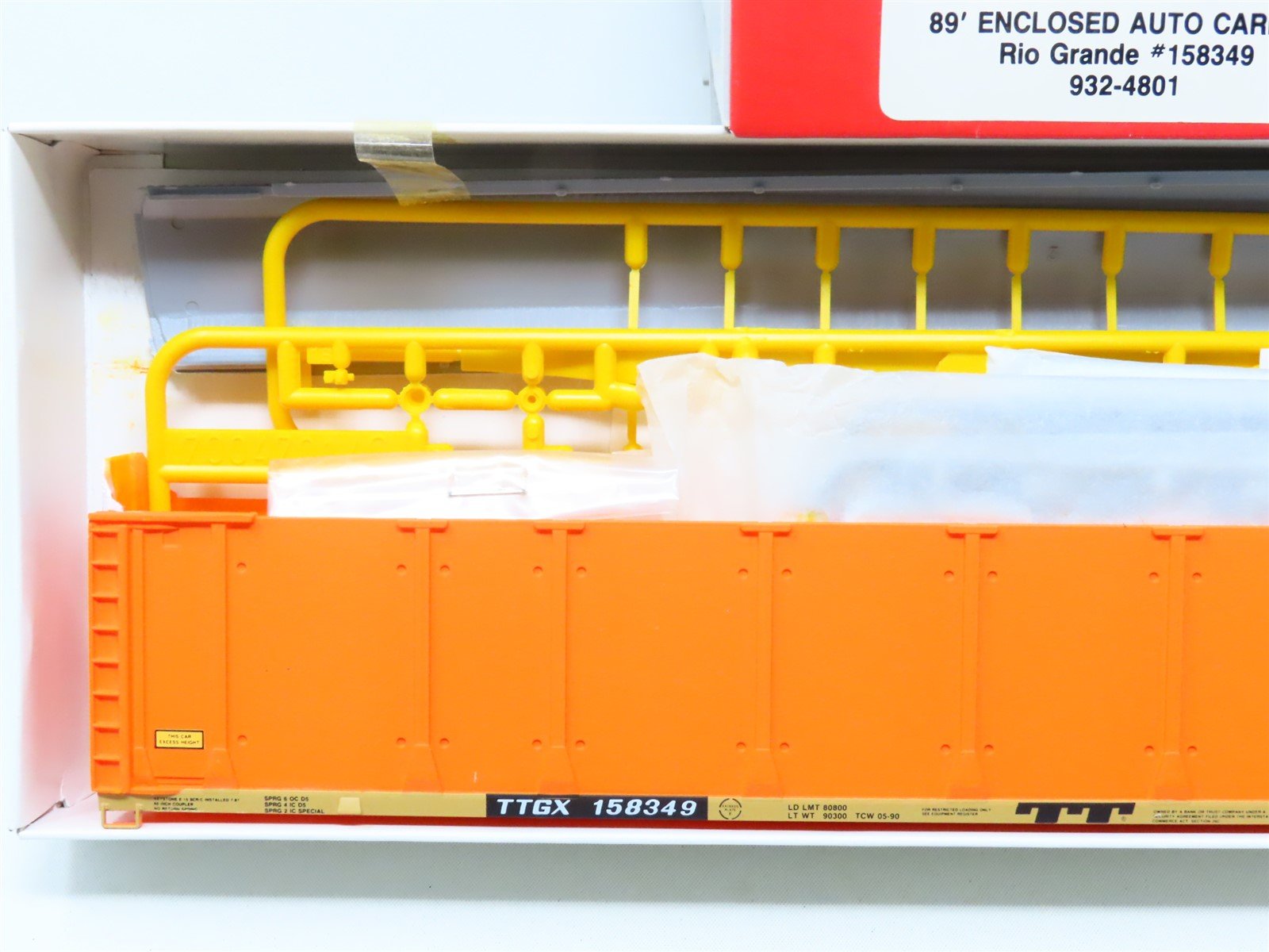 HO Scale Walthers Kit 932-4801 TTGX Rio Grande 89' Enclosed Auto Carrier #158349