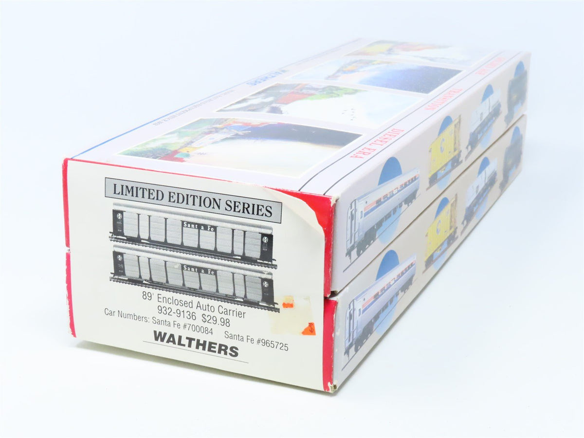 HO Scale Walthers Kit #932-9136 ATSF Santa Fe 89&#39; Enclosed Auto Carriers 2-Pack