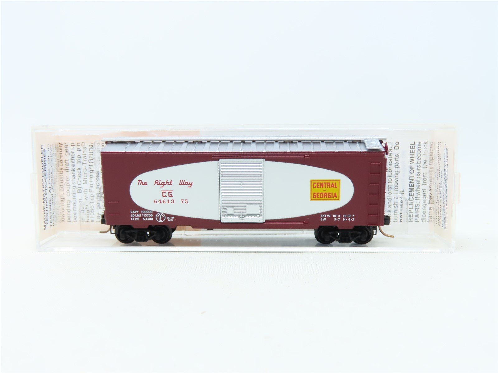 N Micro-Trains MTL Lowell Smith 6464-375 CG Central of Georgia Boxcar #6464375