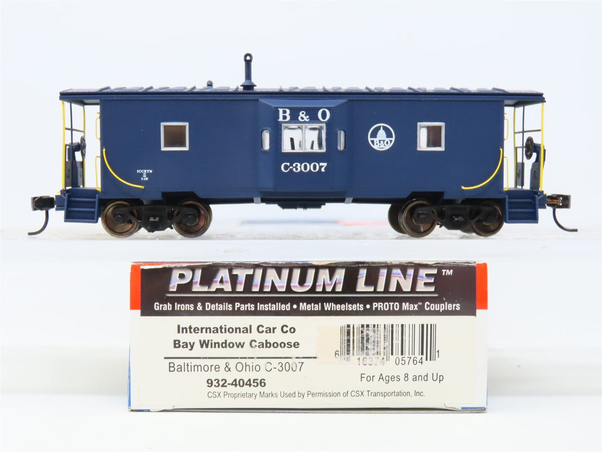 HO Walthers Platinum #932-40456 B&amp;O Baltimore &amp; Ohio Bay Window Caboose #C-3007