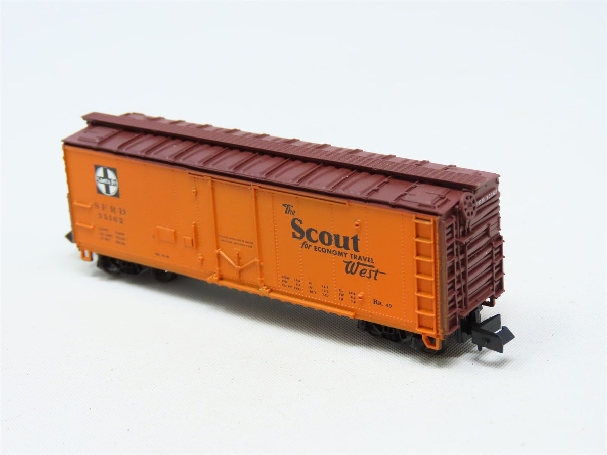 N Scale Con-Cor 001-008850 SFRD Santa Fe &#39;Scout&#39; 40&#39; Steel Reefer #35162