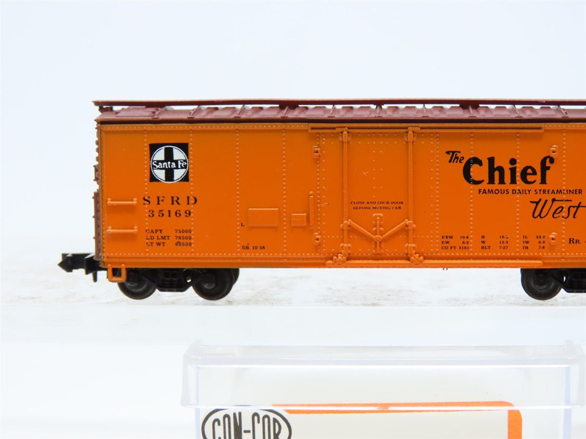 N Scale Con-Cor 001-008850 SFRD Santa Fe &#39;The Chief&#39; 40&#39; Reefer #35169