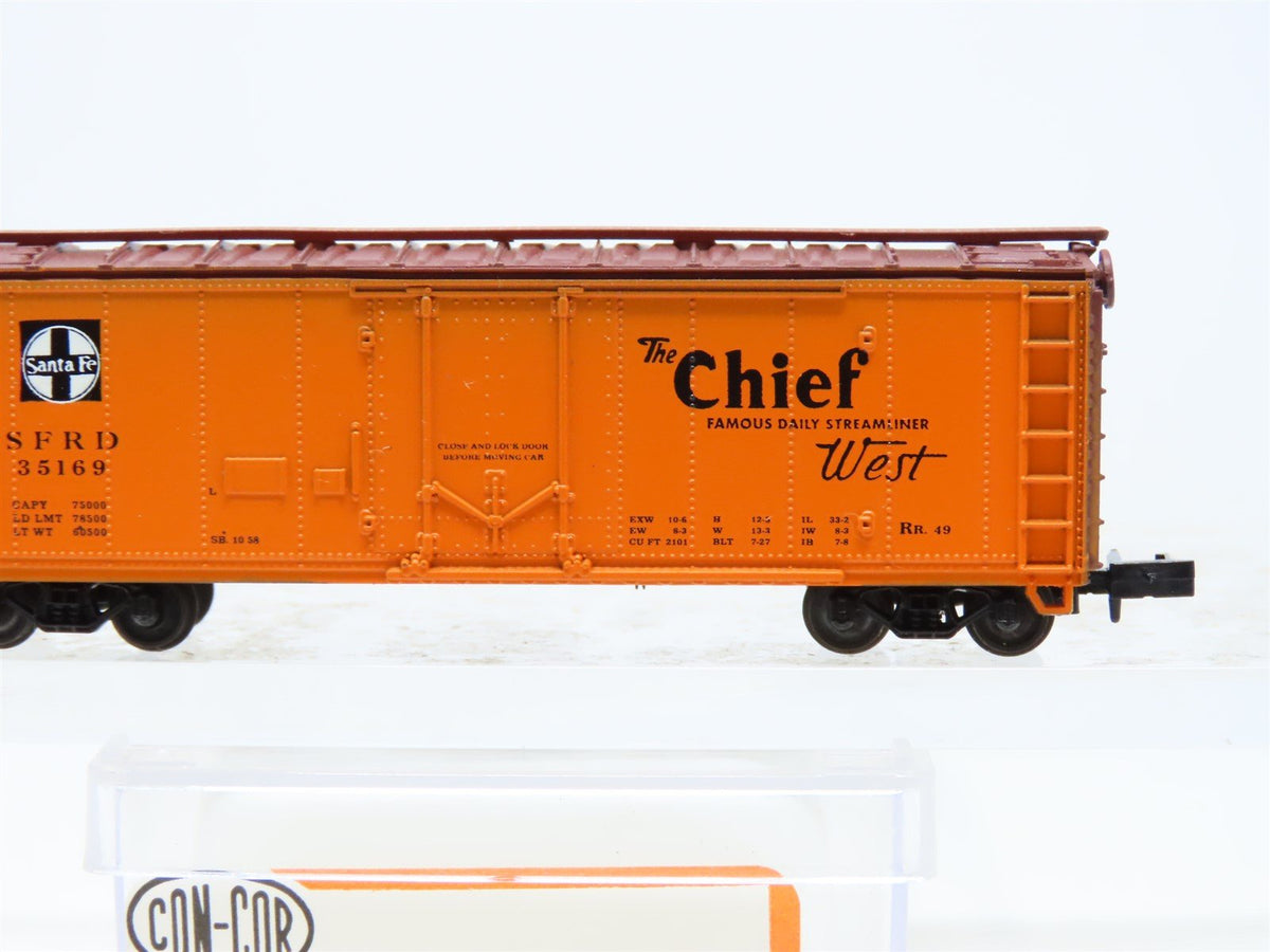 N Scale Con-Cor 001-008850 SFRD Santa Fe &#39;The Chief&#39; 40&#39; Reefer #35169