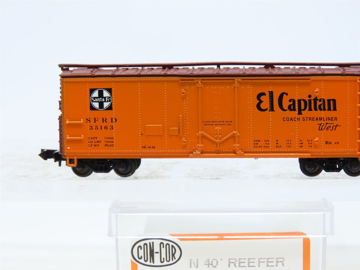 N Scale Con-Cor 001-008850 SFRD Santa Fe &#39;El Capitan&#39; 40&#39; Reefer #35163