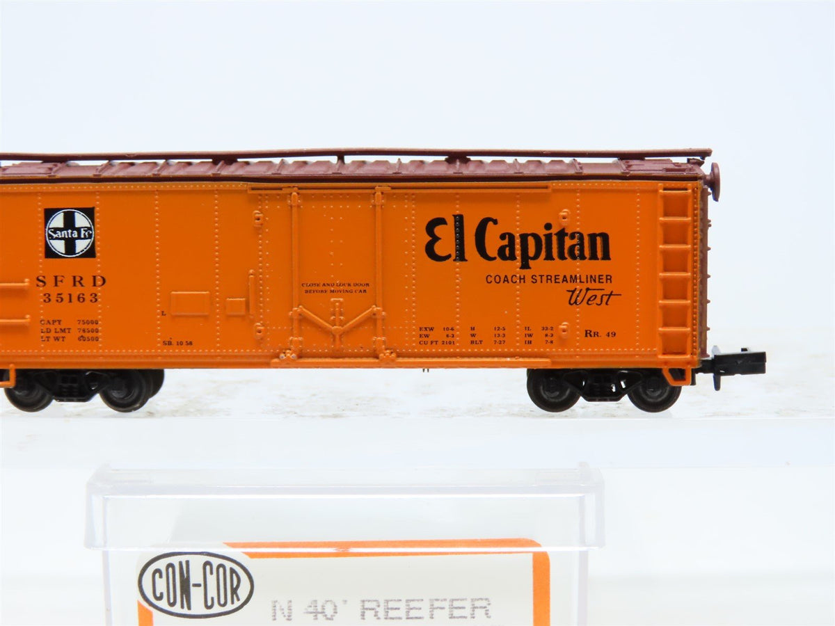 N Scale Con-Cor 001-008850 SFRD Santa Fe &#39;El Capitan&#39; 40&#39; Reefer #35163