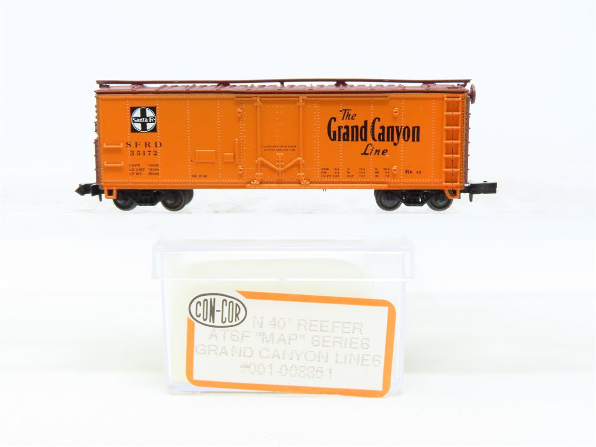 N Scale Con-Cor 001-008851 SFRD Santa Fe &#39;Grand Canyon&#39; 40&#39; Steel Reefer #35172