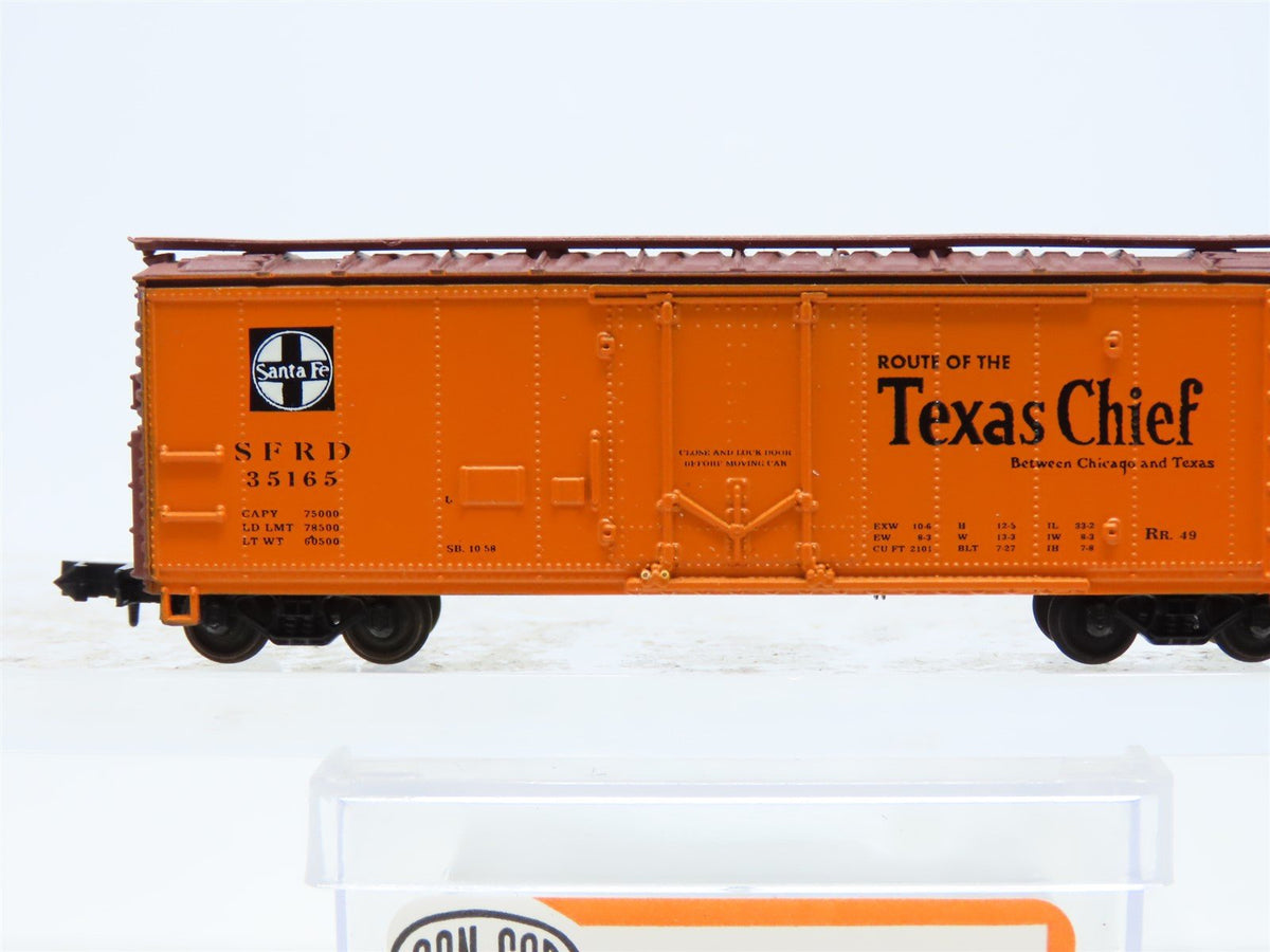 N Scale Con-Cor 001-008850 SFRD Santa Fe &#39;Texas Chief&#39; 40&#39; Steel Reefer #35165