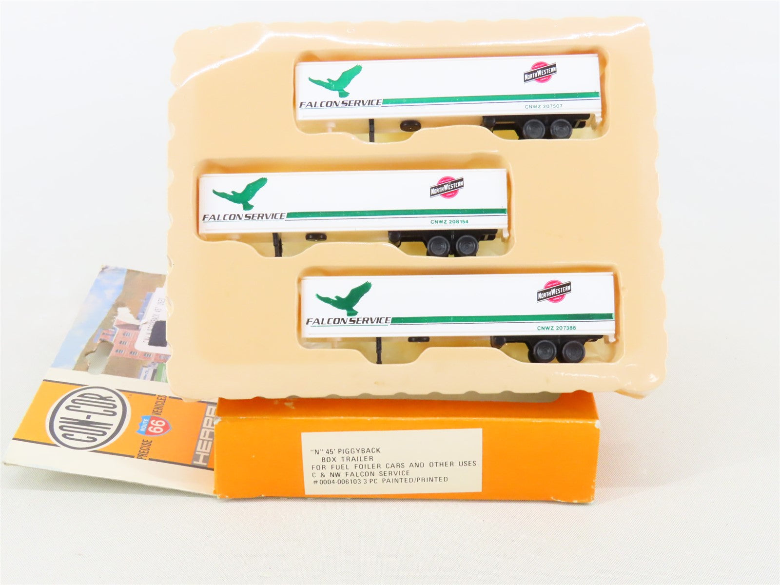 N Scale Con-Cor 0004-006103 North Western Falcon Service Box Trailer 3-Pack