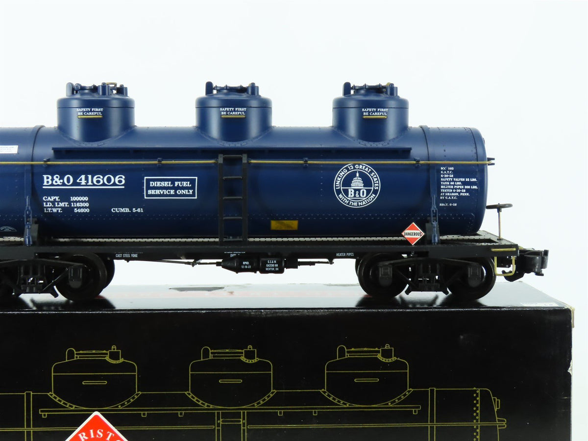 G Aristocraft ART-41606 B&amp;O Baltimore &amp; Ohio 3-Dome Diesel Fuel Tank Car #41606