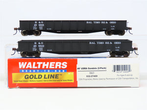 HO Walthers Gold Line #932-27469 B&O Baltimore & Ohio 46' USRA Gondola (2-Pack)