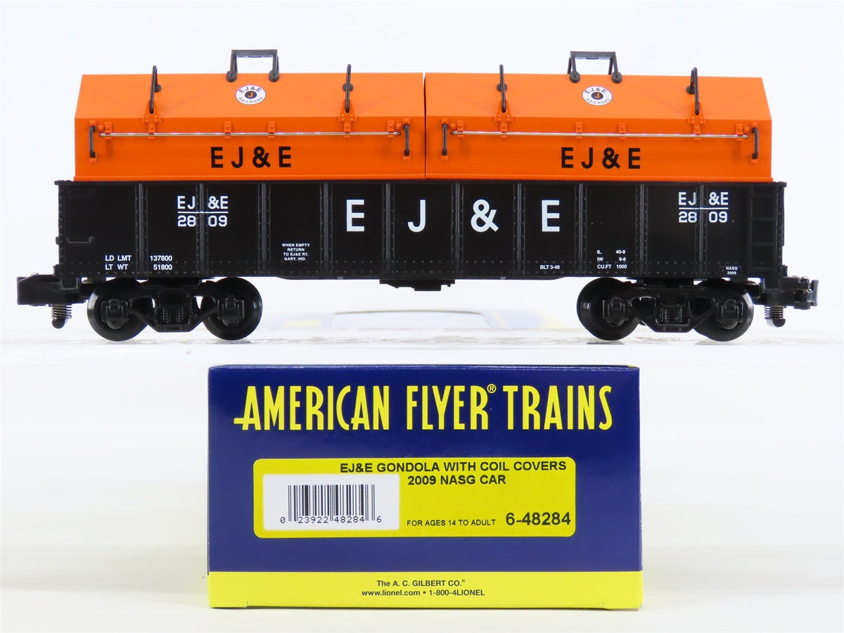 S Scale American Flyer #6-48284 2009 NASG Car EJ&amp;E Gondola w/ Coil Covers #2809