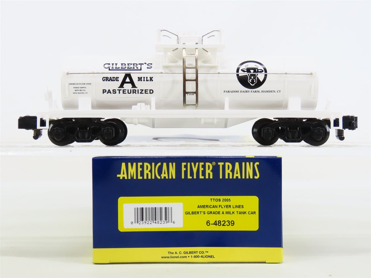 S Scale American Flyer #6-48239 TTOS 2005 Gilbert&#39;s Grade A Milk Tank Car