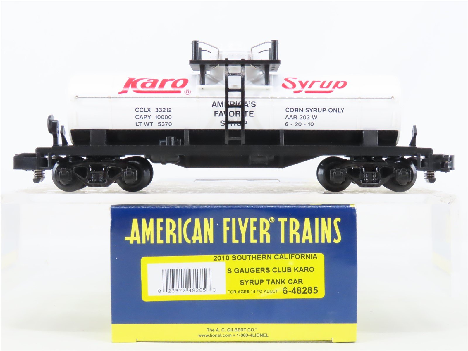 S Scale American Flyer #6-48285 SCSGC CCLX Karo Syrup Tank Car #48285