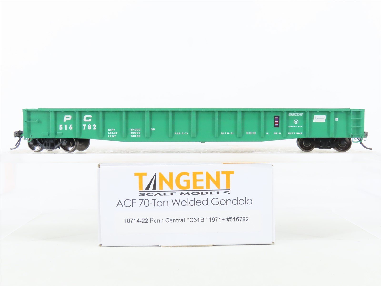 HO Scale Tangent #10714-22 PC Penn Central ACF Welded 70 Ton Gondola #516782