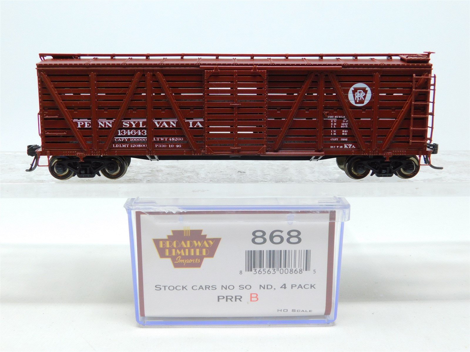 HO Scale Broadway Limited BLI 868B PRR Pennsylvania 40' Stockcar #134643