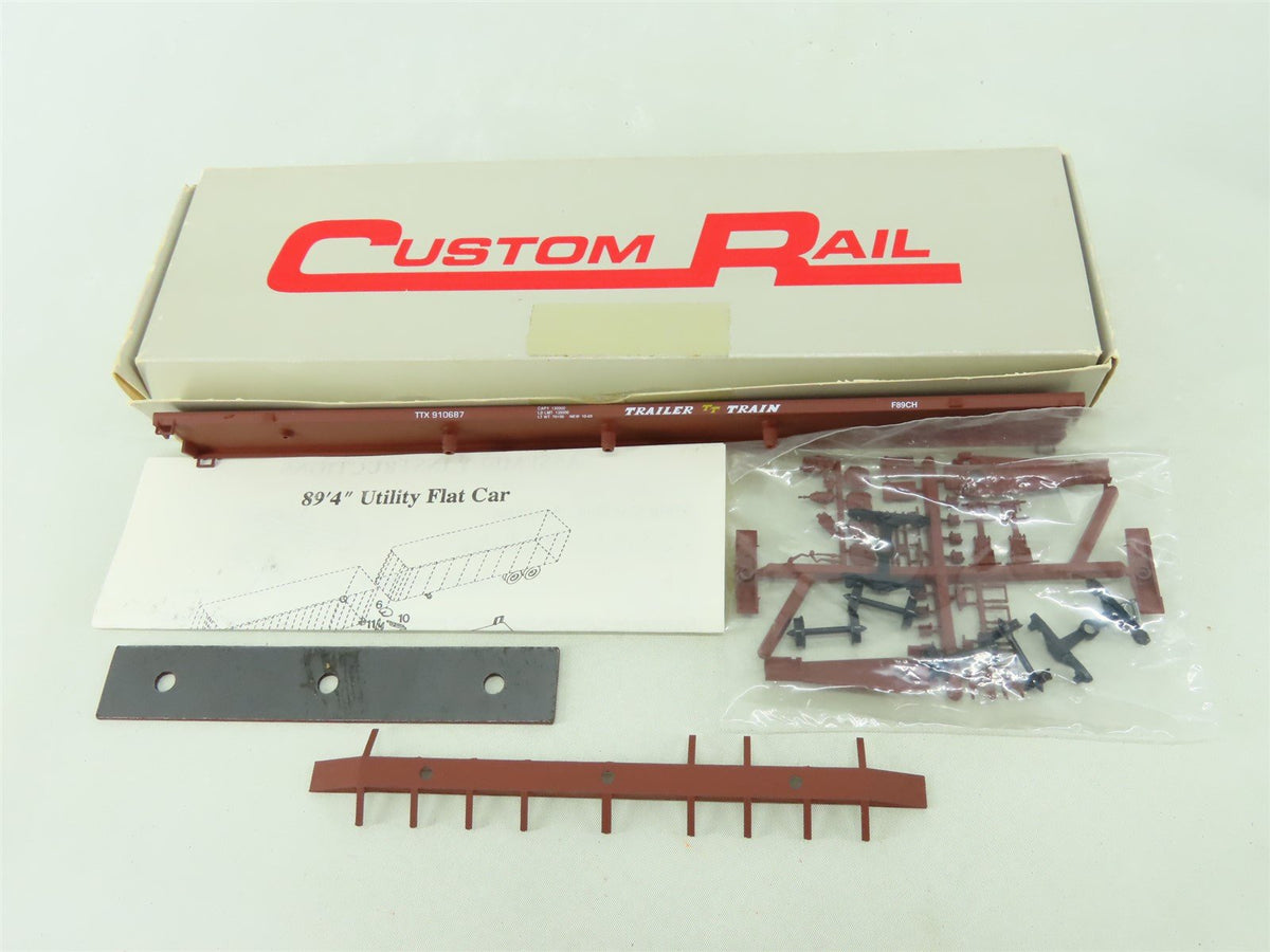 HO Scale Custom Rail 4123 TTX Trailer-Train 89&#39; 4&quot; Utility Flat Car #910687 Kit
