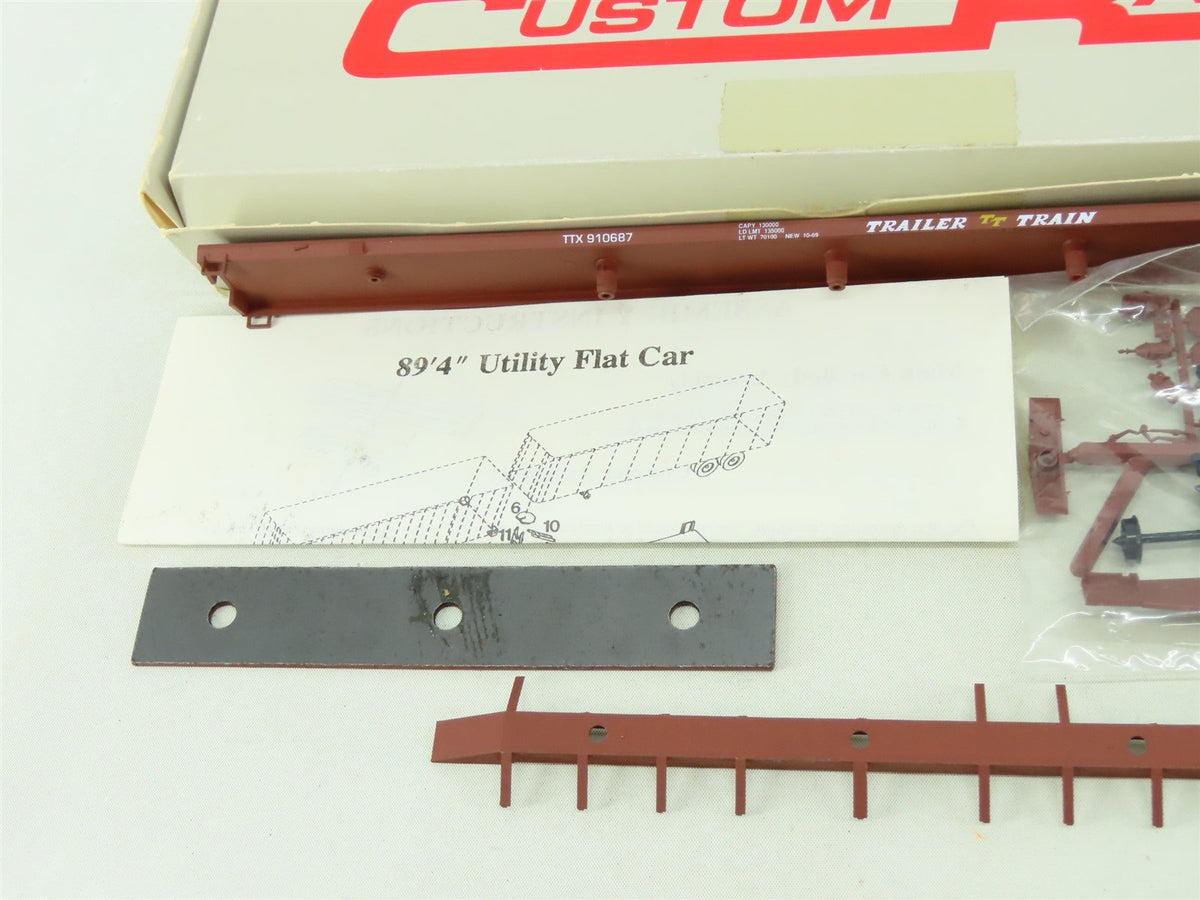 HO Scale Custom Rail 4123 TTX Trailer-Train 89&#39; 4&quot; Utility Flat Car #910687 Kit