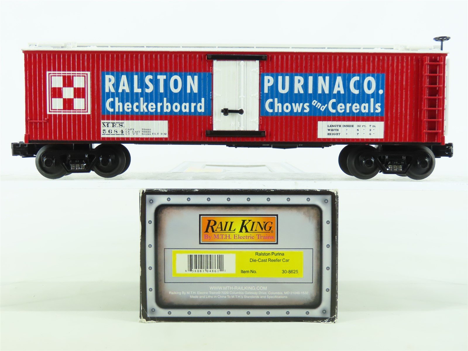 O Gauge 3-Rail MTH Rail King #30-8625 MRS Ralston Purina Die-Cast Reefer #5684