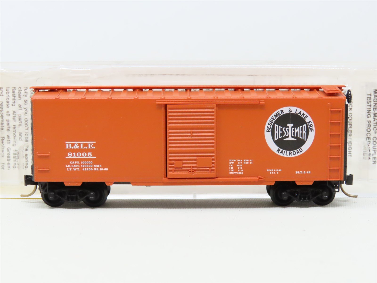 N Scale Micro-Trains MTL 20940 B&LE Bessemer & Lake Erie 40' Box Car #81005