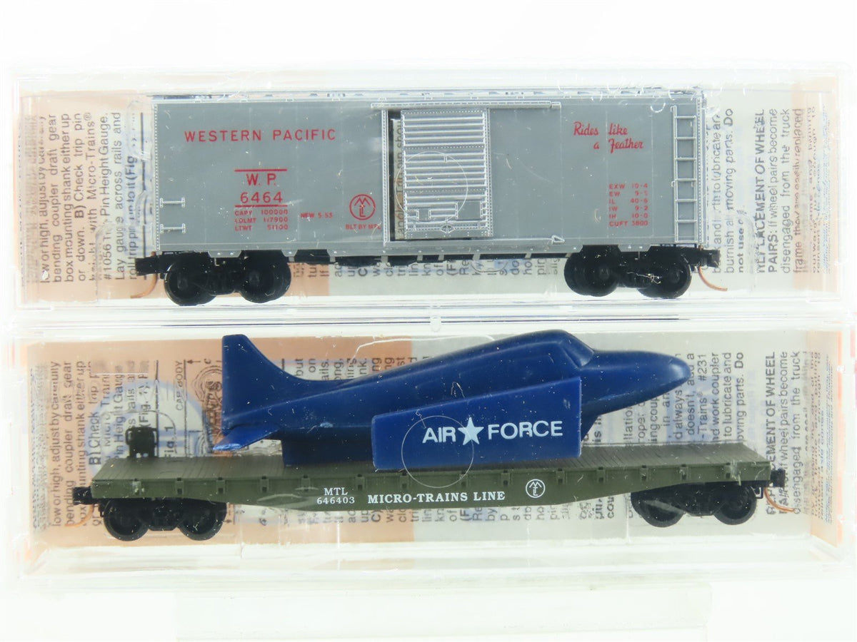 N Micro-Trains MTL Lowell Smith 6464-1b/646403 WP Box Car &amp; MTL Flat Car -Sealed