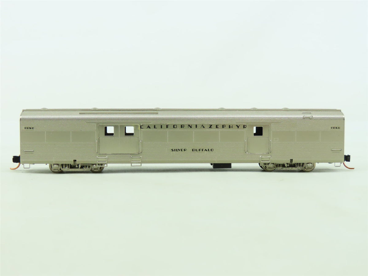 N Scale Unbranded BRASS CB&amp;Q California Zephyr Baggage Passenger Car - Plated