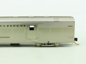 N Scale Unbranded BRASS CB&Q California Zephyr Baggage Passenger Car - Plated