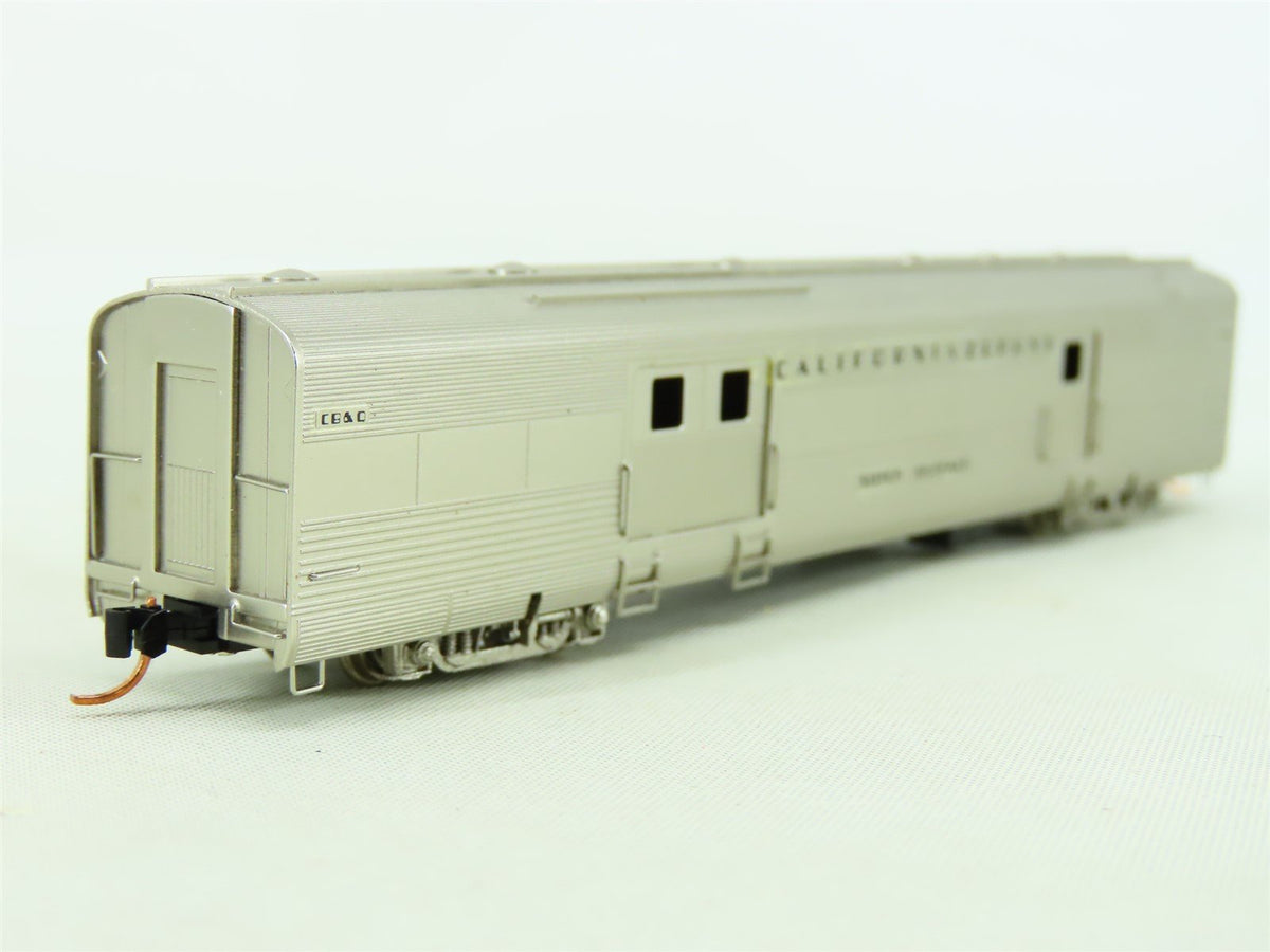 N Scale Unbranded BRASS CB&amp;Q California Zephyr Baggage Passenger Car - Plated