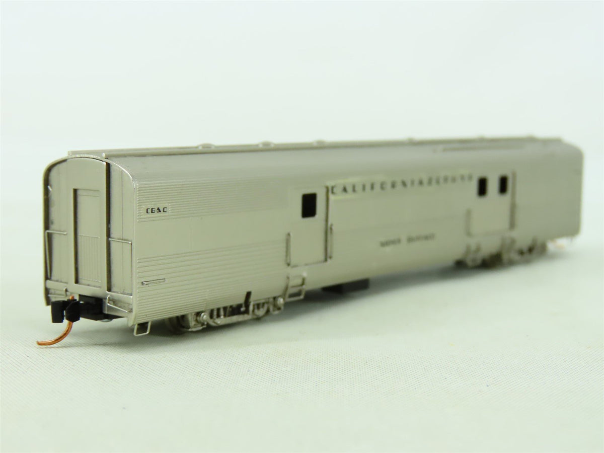 N Scale Unbranded BRASS CB&amp;Q California Zephyr Baggage Passenger Car - Plated