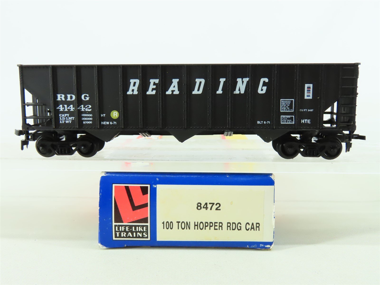 HO Scale Life-Like Trains #8472 RDG Reading 100 Ton 3-Bay Open Hopper #41442