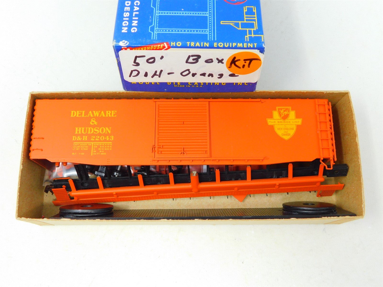 HO Roundhouse Kit D&H Delaware & Hudson "The Bridge Line" 50' Box Car #22043