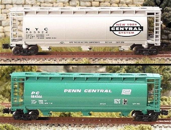 Z Scale FULL THROTTLE FTCOL7B PC NYC &quot;Penn Central Days&quot; 3-Bay Hopper Set 2-Pack