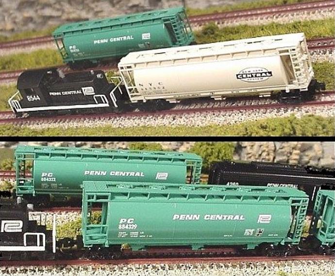 Z Scale FULL THROTTLE FTCOL7B PC NYC &quot;Penn Central Days&quot; 3-Bay Hopper Set 2-Pack